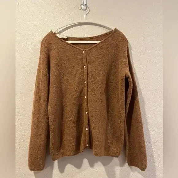 Sezane Gaspard Jumper Camel Cardigan Sweater Size Small - Picture 2 of 5